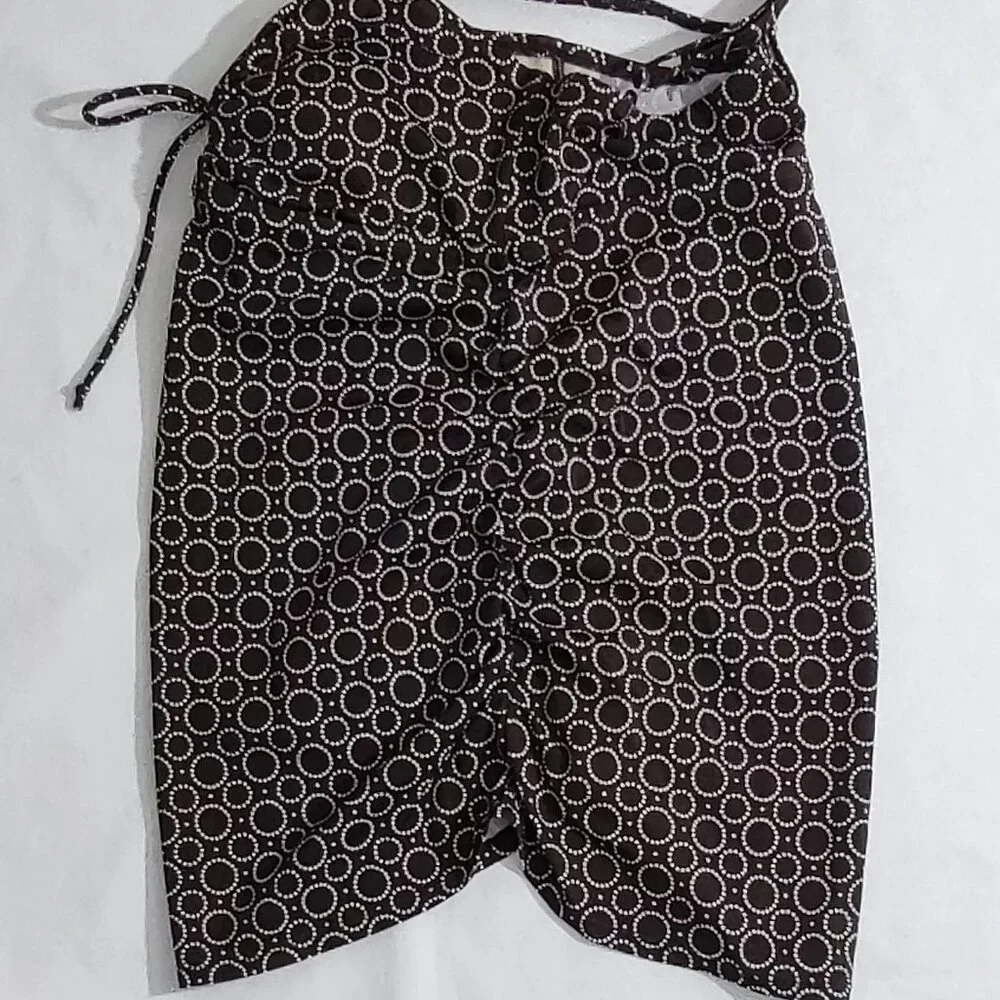 Motherhood Maternity Swim Top Sz S Tankini Ruched Brown Circles Geometric Padded